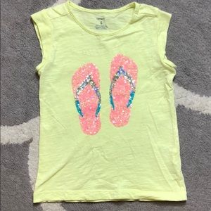 Carters size 5 sequin flip flops shirt